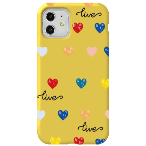Apple iPhone 11  Heart Lives Yellow Colored Silicone TPU Θήκη