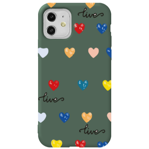 Apple iPhone 11  Heart Lives Dark Green Colored Silicone TPU Θήκη
