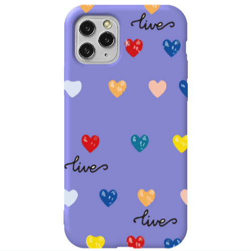 Apple iPhone 11 Pro Heart Lives Purple Colored Silicone TPU Θήκη