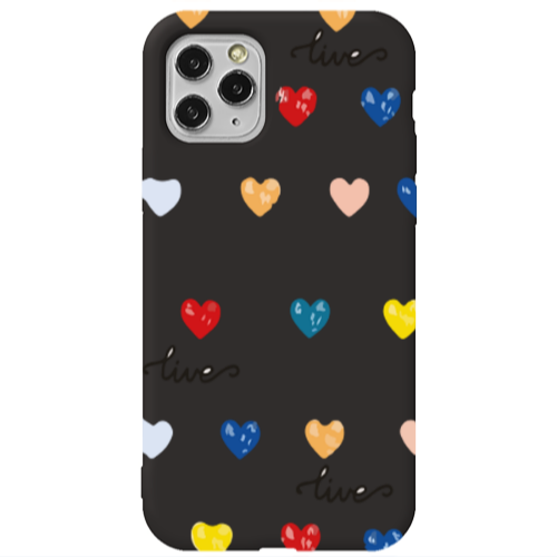 Apple iPhone 11 Pro Heart Lives Black Colored Silicone TPU Θήκη