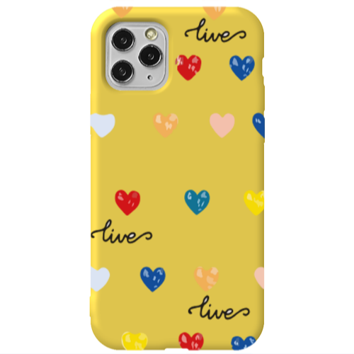 Apple iPhone 11 Pro Heart Lives Yellow Colored Silicone TPU Θήκη