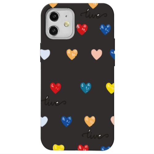 Apple iPhone 12 Heart Lives Black Colored Silicone TPU Θήκη