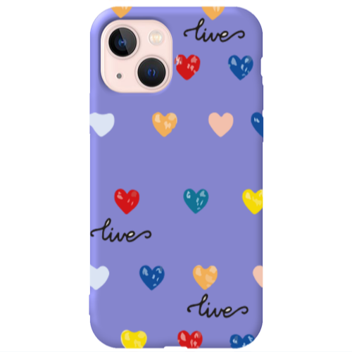 Apple iPhone 13 Heart Lives Purple Colored Silicone TPU Θήκη