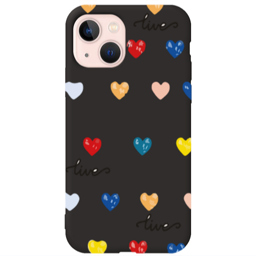 Apple iPhone 13 Heart Lives Black Colored Silicone TPU Θήκη