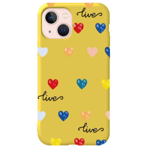 Apple iPhone 13 Heart Lives Yellow Colored Silicone TPU Θήκη