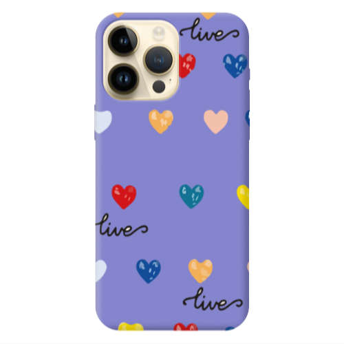 Apple iPhone 13 Pro Max Heart Lives Purple Colored Silicone TPU Θήκη