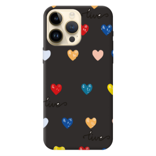 Apple iPhone 13 Pro Max Heart Lives Black Colored Silicone TPU Θήκη