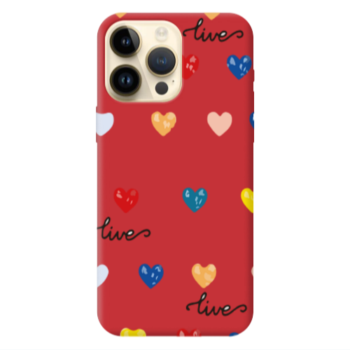 Apple iPhone 13 Pro Max Heart Lives Red Colored Silicone TPU Θήκη