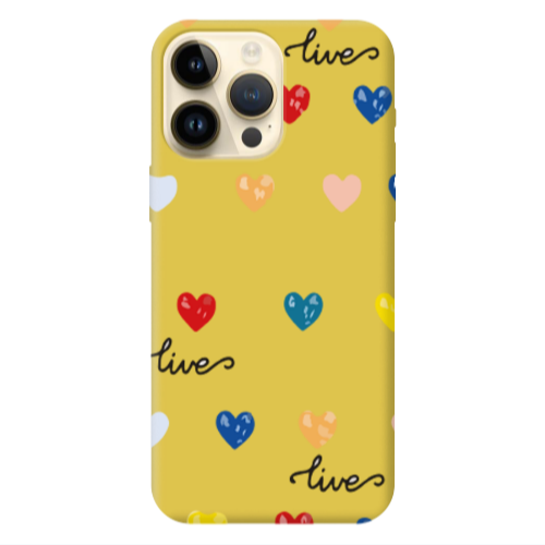 Apple iPhone 13 Pro Max Heart Lives Yellow Colored Silicone TPU Θήκη