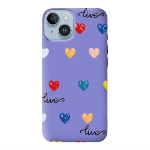 Apple iPhone 14  Heart Lives Purple Colored Silicone TPU Θήκη