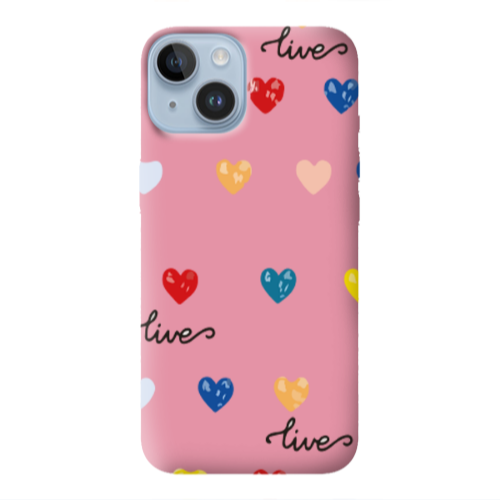 Apple iPhone 14  Heart Lives Pink Colored Silicone TPU Θήκη