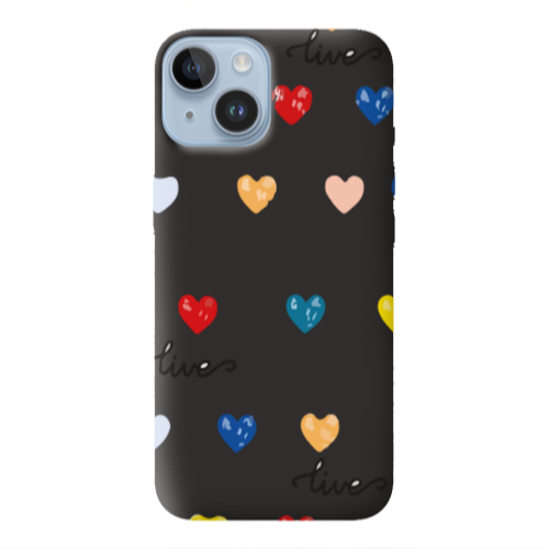 Apple iPhone 14  Heart Lives Black Colored Silicone TPU Θήκη