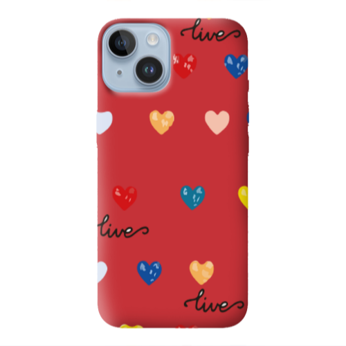 Apple iPhone 14 Plus Heart Lives Red Colored Silicone TPU Θήκη