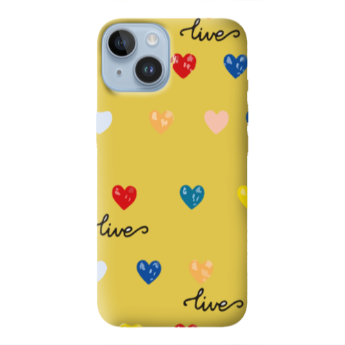 Apple iPhone 14 Plus Heart Lives Yellow Colored Silicone TPU Θήκη