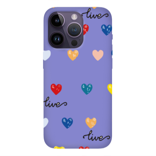 Apple iPhone 14 Pro  Heart Lives Purple Colored Silicone TPU Θήκη