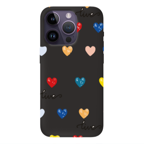 Apple iPhone 14 Pro  Heart Lives Black Colored Silicone TPU Θήκη