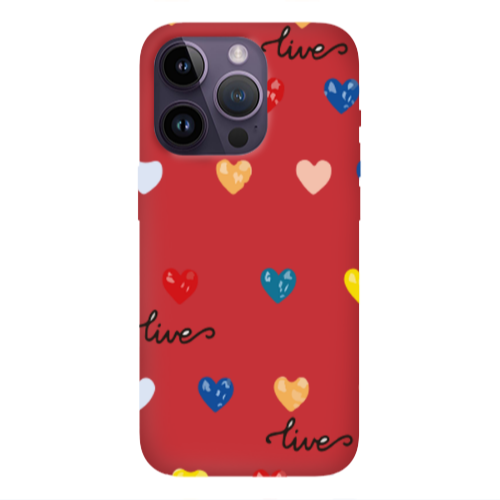 Apple iPhone 14 Pro Max Heart Lives Red Colored Silicone TPU Θήκη