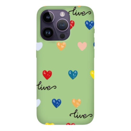 Apple iPhone 14 Pro Max Heart Lives Light Green Colored Silicone TPU Θήκη