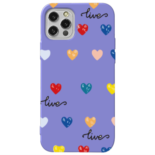 Apple iPhone 13 Pro Heart Lives Purple Colored Silicone TPU Θήκη
