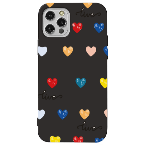 Apple iPhone 13 Pro Heart Lives Black Colored Silicone TPU Θήκη