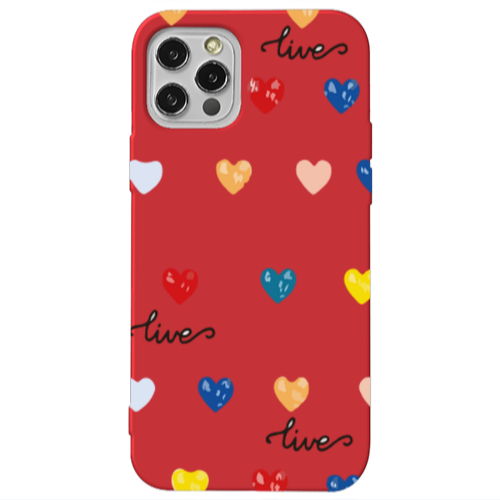 Apple iPhone 13 Pro Heart Lives Red Colored Silicone TPU Θήκη
