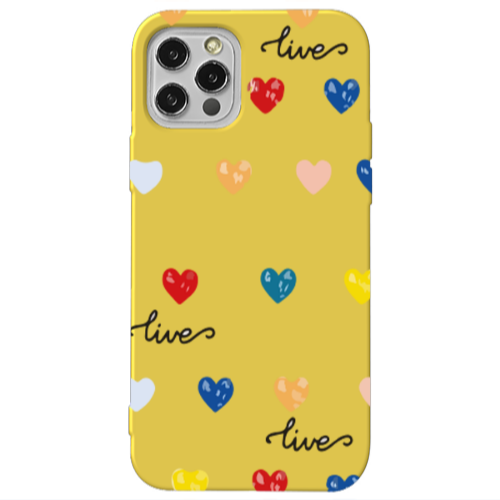 Apple iPhone 13 Pro Heart Lives Yellow Colored Silicone TPU Θήκη