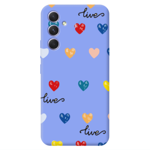 Samsung A54 Heart Lives Light Purple Colored Silicone TPU Θήκη
