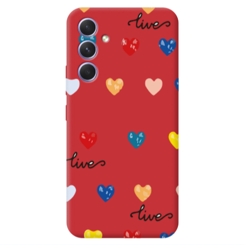 Samsung A54 Heart Lives Red Colored Silicone TPU Θήκη