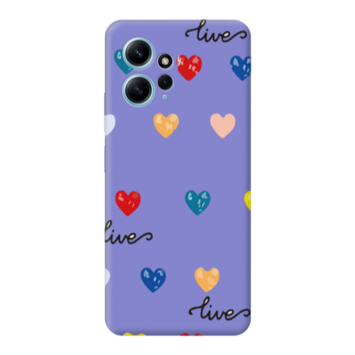 Xiaomi Redmi Note 12 4G Heart Lives Purple Colored Silicone TPU Θήκη