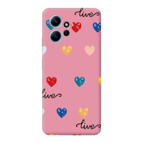 Xiaomi Redmi Note 12 4G Heart Lives Pink Colored Silicone TPU Θήκη