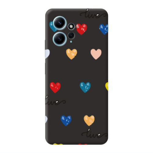 Xiaomi Redmi Note 12 4G Heart Lives Black Colored Silicone TPU Θήκη