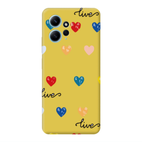 Xiaomi Redmi Note 12 4G Heart Lives Yellow Colored Silicone TPU Θήκη