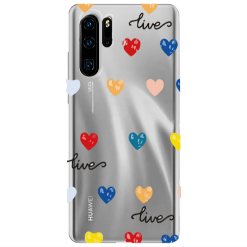 Huawei P30 Pro Heart Lives Transparent Silicone TPU Θήκη