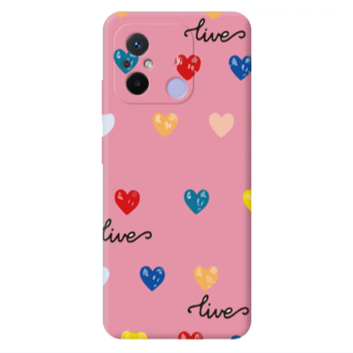 Xiaomi Redmi 12C Heart Lives Pink Colored Silicone TPU Θήκη