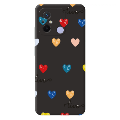 Xiaomi Redmi 12C Heart Lives Black Colored Silicone TPU Θήκη