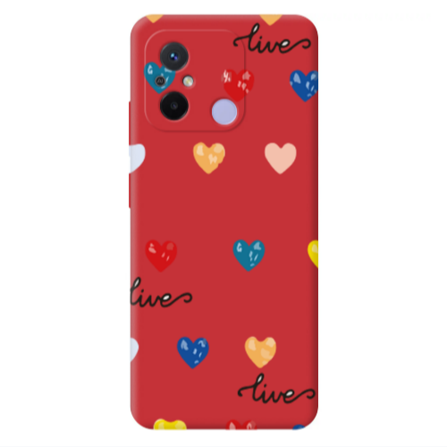 Xiaomi Redmi 12C Heart Lives Red Colored Silicone TPU Θήκη