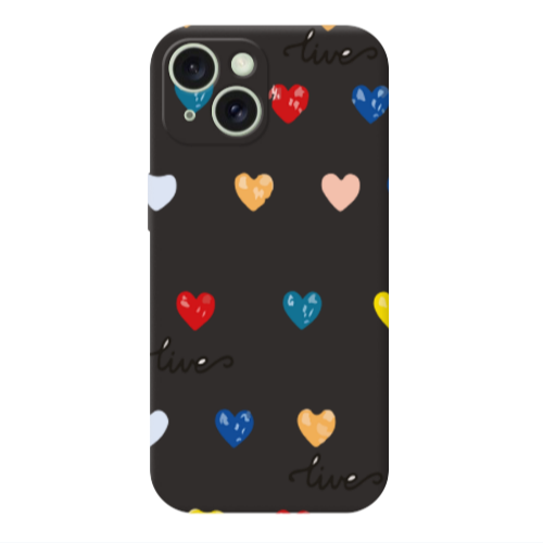 Apple iPhone 15 Heart Lives Black Colored Silicone TPU Θήκη