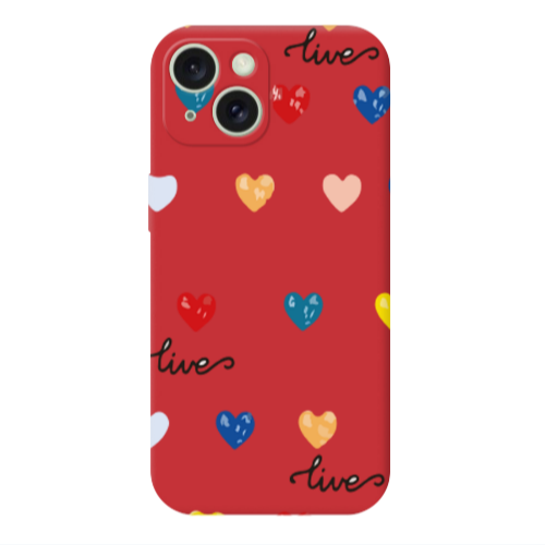 Apple iPhone 15 Heart Lives Red Colored Silicone TPU Θήκη