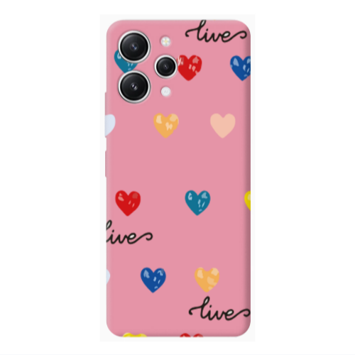 Xiaomi Redmi 12 Heart Lives Pink Colored Silicone TPU Θήκη