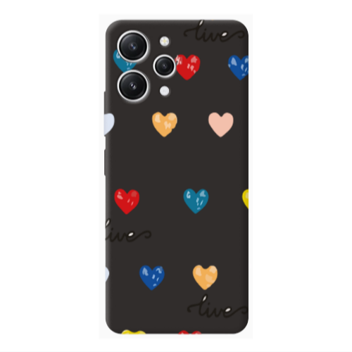 Xiaomi Redmi 12 Heart Lives Black Colored Silicone TPU Θήκη
