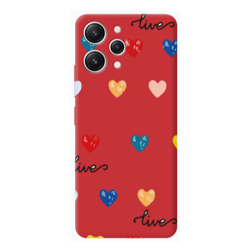 Xiaomi Redmi 12 Heart Lives Red Colored Silicone TPU Θήκη