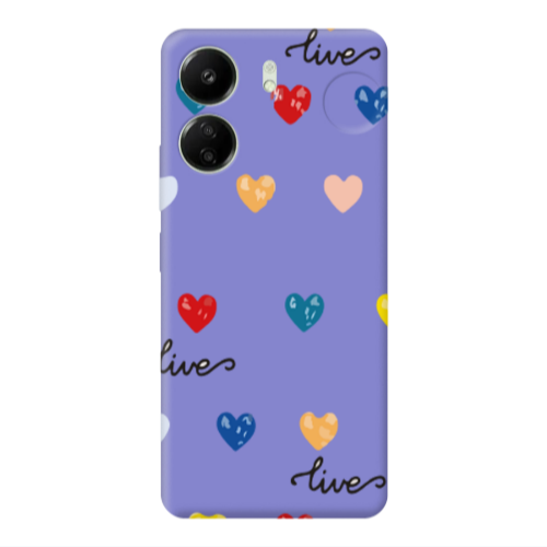 Xiaomi Redmi 13C Heart Lives Purple Colored Silicone TPU Θήκη