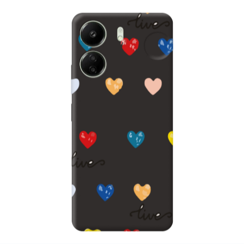 Xiaomi Redmi 13C Heart Lives Black Colored Silicone TPU Θήκη
