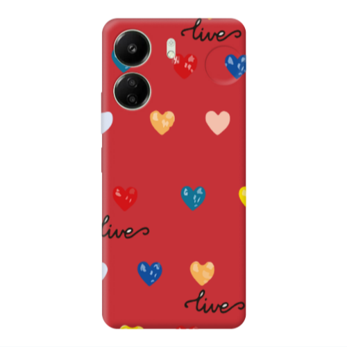 Xiaomi Redmi 13C Heart Lives Red Colored Silicone TPU Θήκη