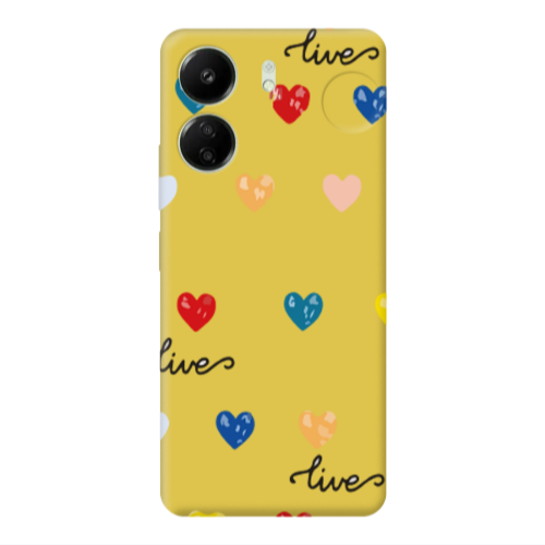 Xiaomi Redmi 13C Heart Lives Yellow Colored Silicone TPU Θήκη