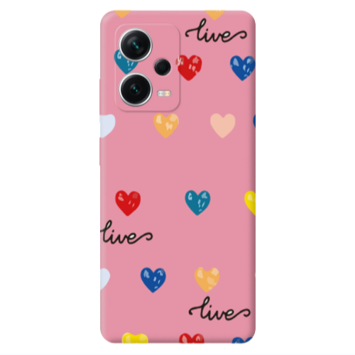 Xiaomi Poco X5 Heart Lives Pink Colored Silicone TPU Θήκη