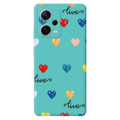 Xiaomi Poco X5 Heart Lives Turquoise Colored Silicone TPU Θήκη