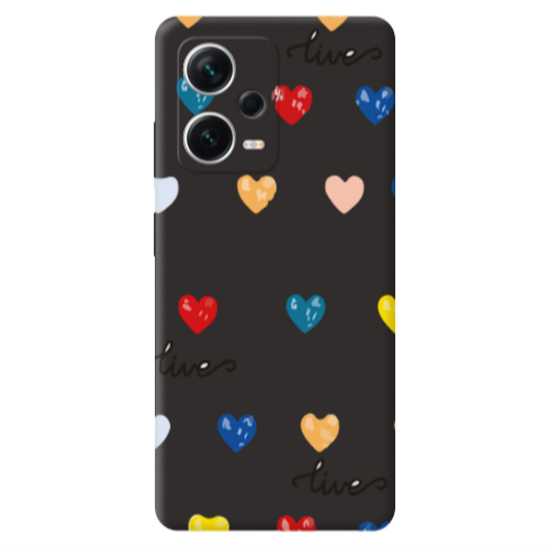 Xiaomi Poco X5 Heart Lives Black Colored Silicone TPU Θήκη