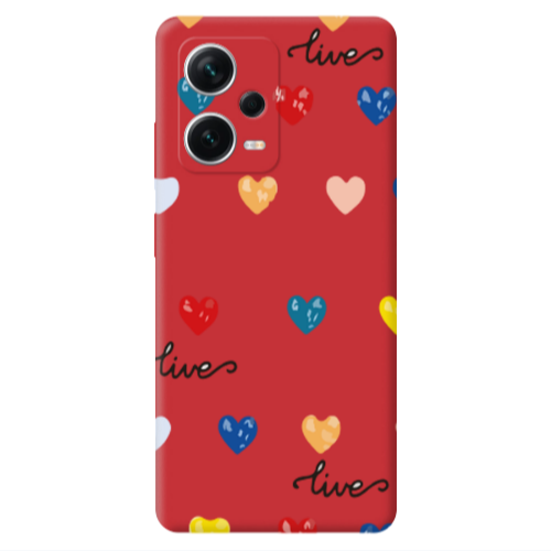 Xiaomi Poco X5 Heart Lives Red Colored Silicone TPU Θήκη