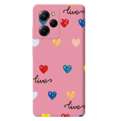 Xiaomi Poco X5 Pro Heart Lives Pink Colored Silicone TPU Θήκη